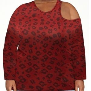 New Eloquii leopard cut out shoulder top sz 26/28